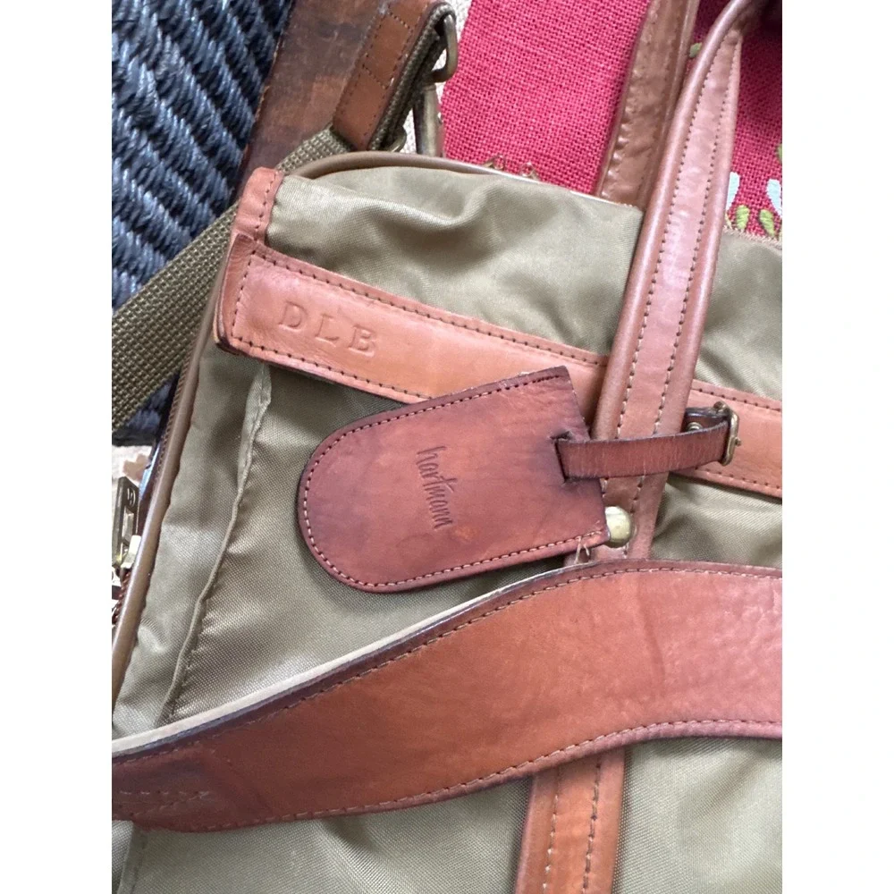 Hartmann Luggage Carry On/Computer/Briefcase Tan Nylon W/ Leather Handles Travel